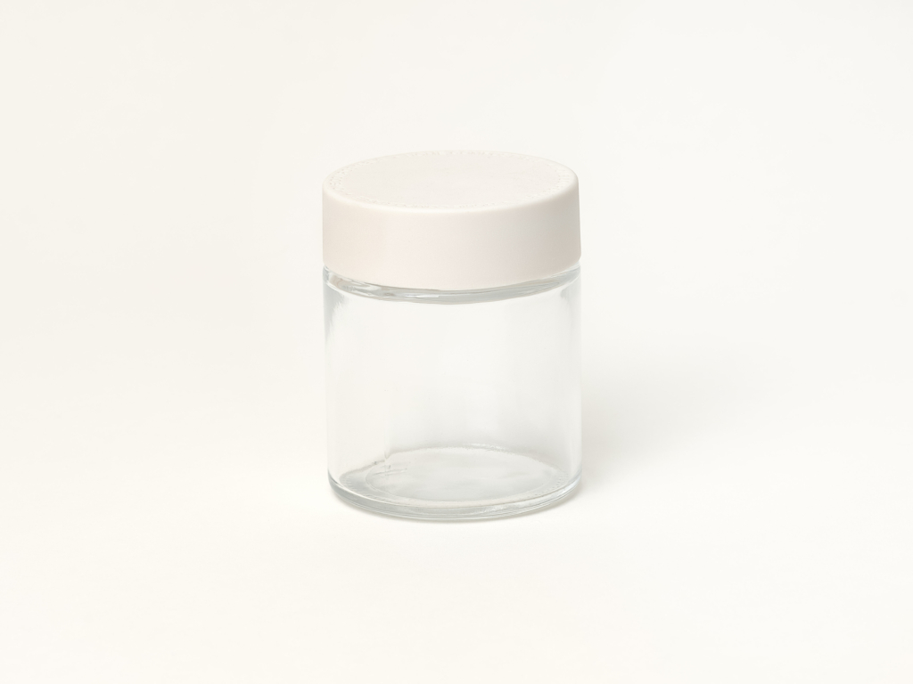 4 oz Clear Glass Jar with White (CR) PHA Closure (132/case)
